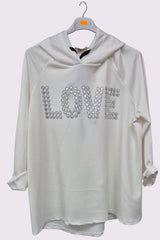 Beaded Love Pattern Hood String Top