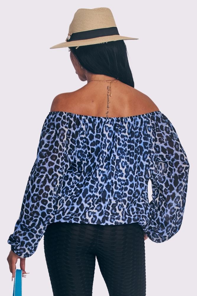 Leopard Print Oversized Drawstring Top