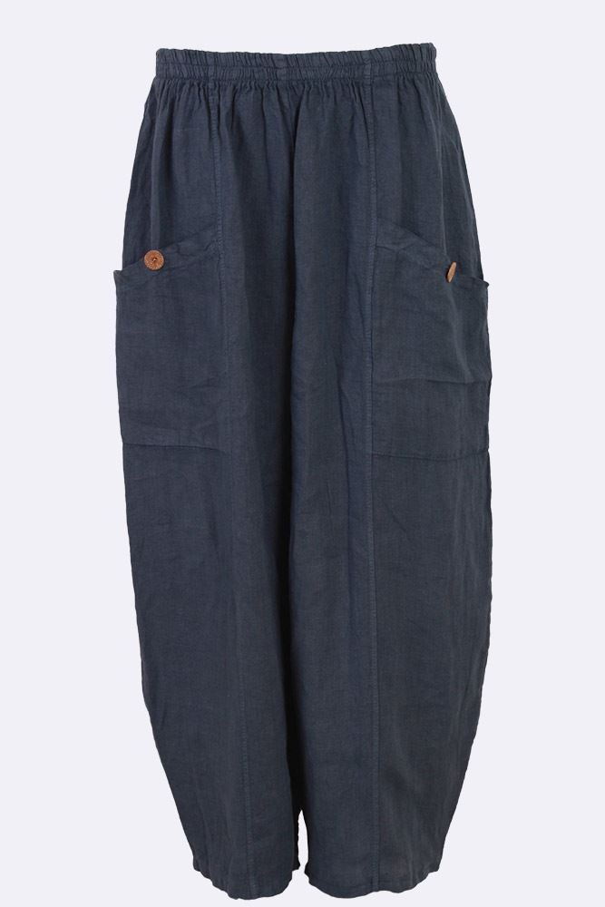 Linen Wide Leg Pocket Trousers