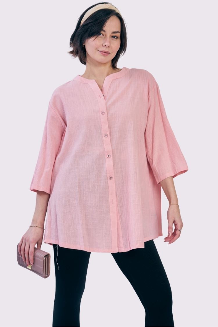 Plain Button Up Cotton Shirt