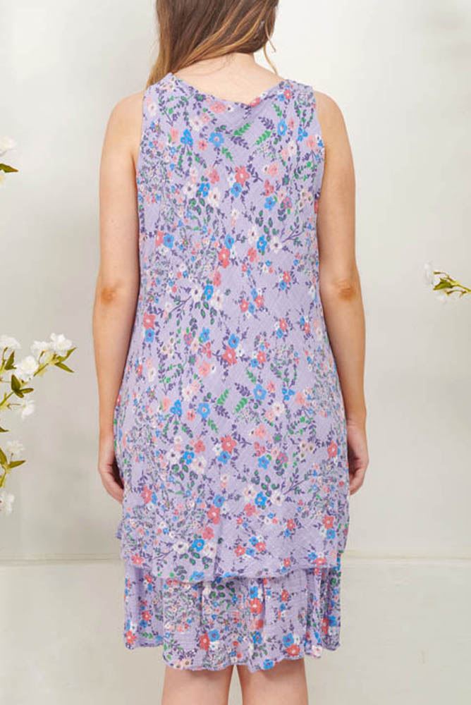 Floral Print Layered Cotton Dress