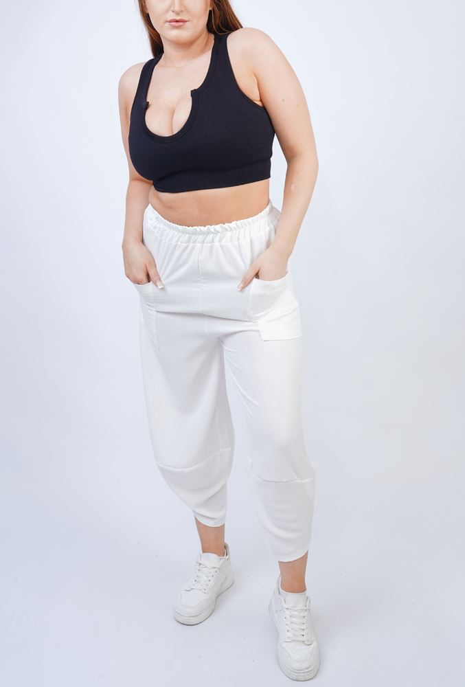 Plain Panelled Pockets Jogging Bottom