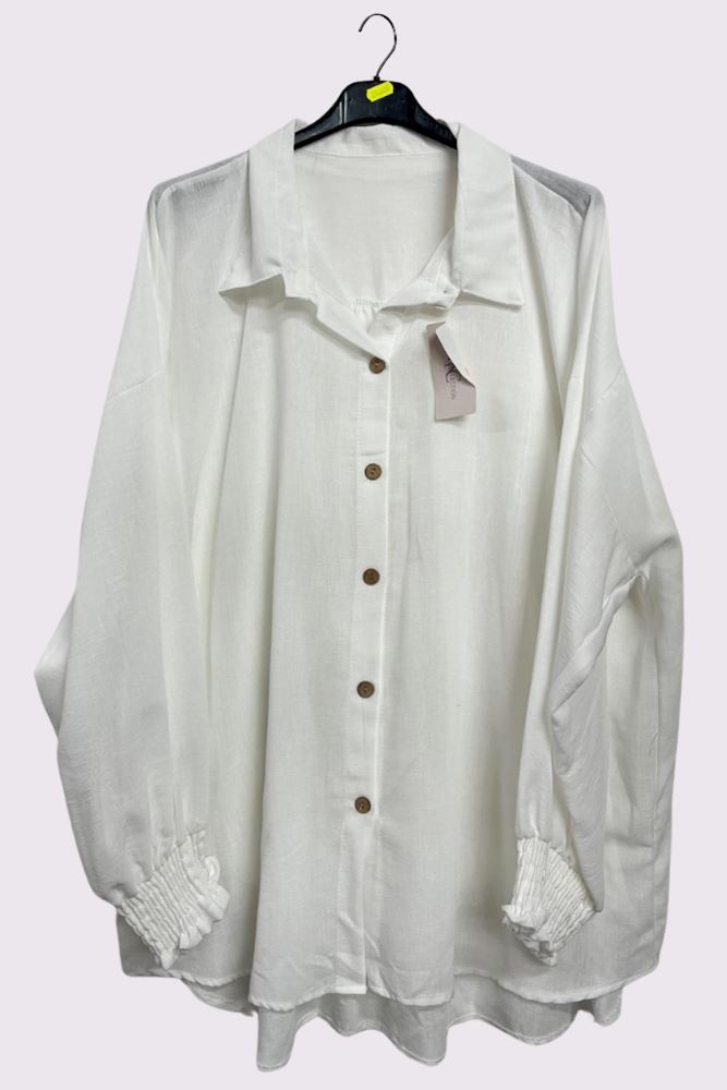 Plain Textured Button Closing Shirt