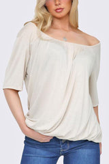 Plain Scoop Neck Elasticated Hem Top