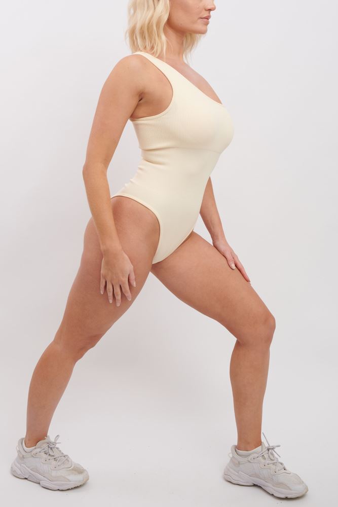 Plain Ribbed Padded Nylon Bodysuit