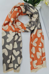 Multicoloured Heart Print Soft Scarves