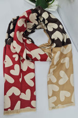 Multicoloured Heart Print Soft Scarves