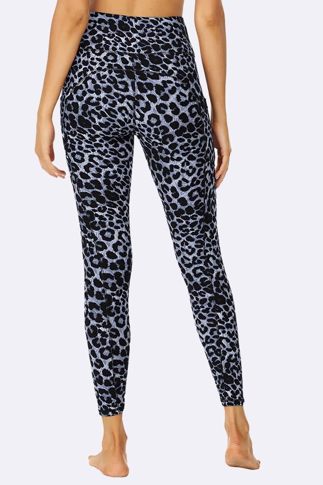 Cyan Leopard Print Gym Pocket Leggings