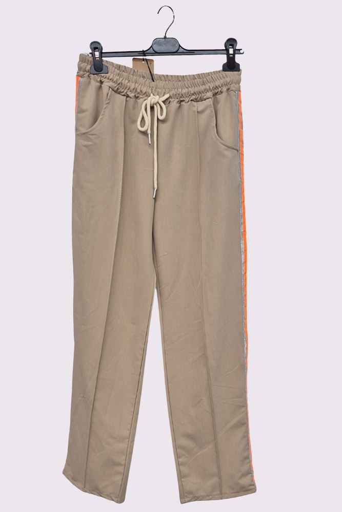 Plain Side Stripe Drawstring Pockets Trousers