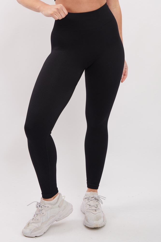 Plain Seamless Ribbed Gym Nylon Legging