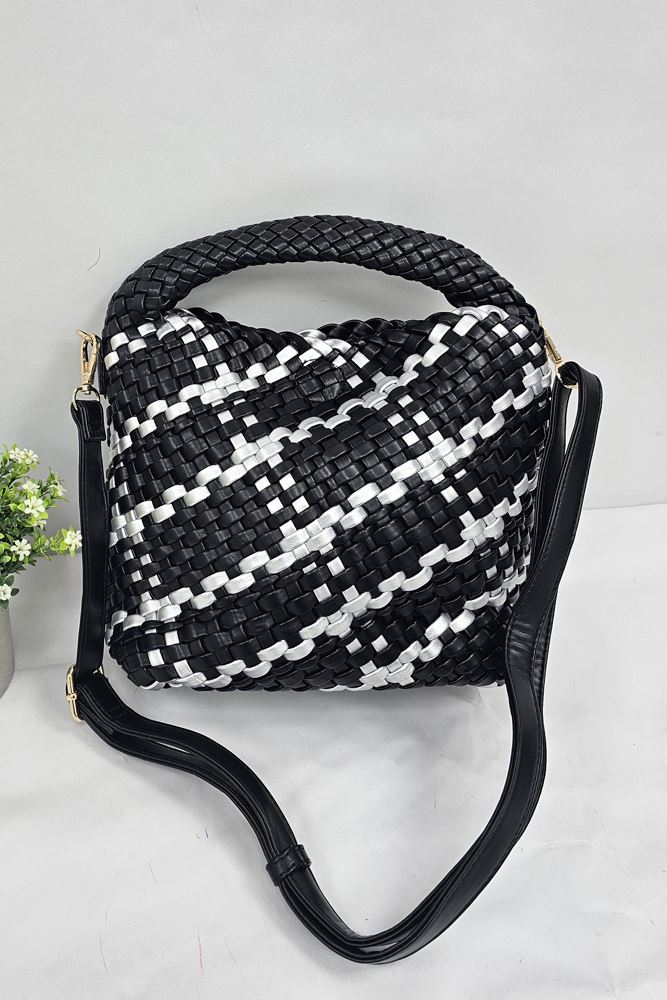 Braided Rope Two Tone Shoulder Bag