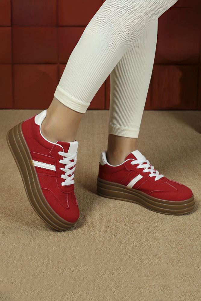 Two Tone Lined Breathable Lace Up Sneakers