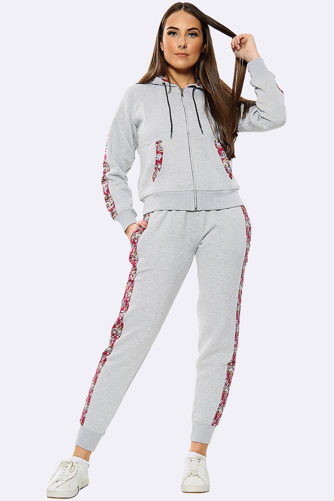 Floral Side Panel Fleece Tracksuit