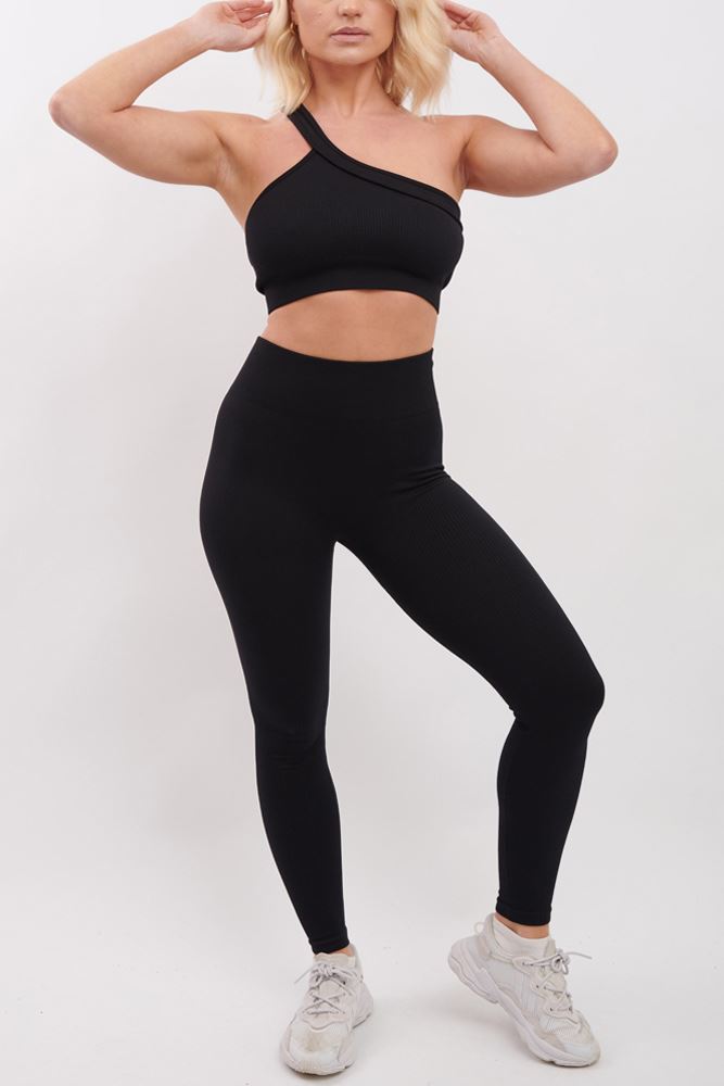 Plain Seamless Ribbed Gym Nylon Legging