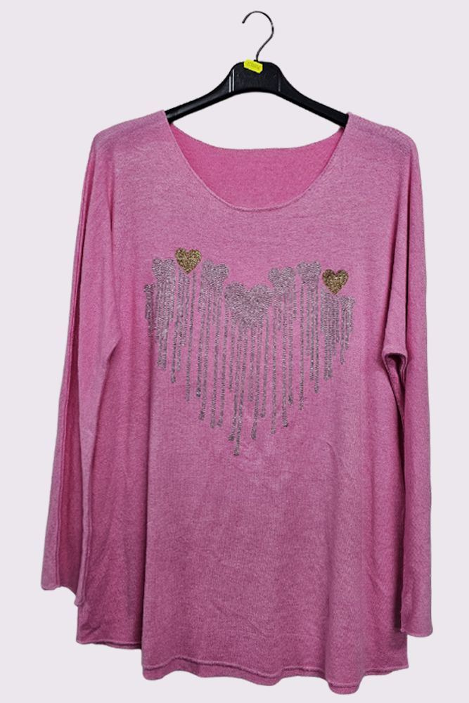 Diamante Heart Pattern Top