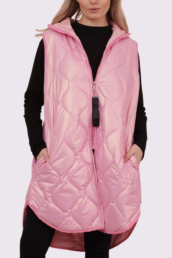 Plain Quilted Zip Up Side Pocket Gilet