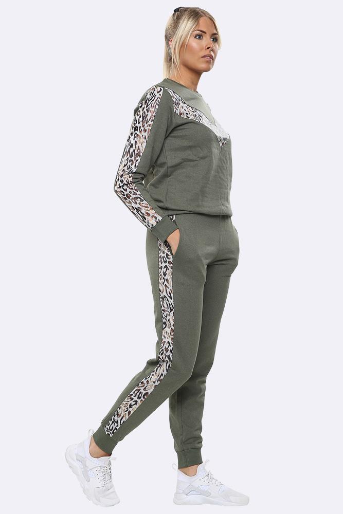 Leopard Print Side Panel Loungwear Tracksuit