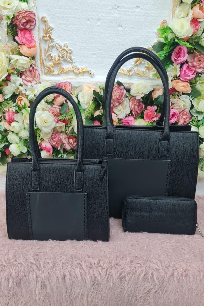 Leather Two Handle Shoulder Bag Set