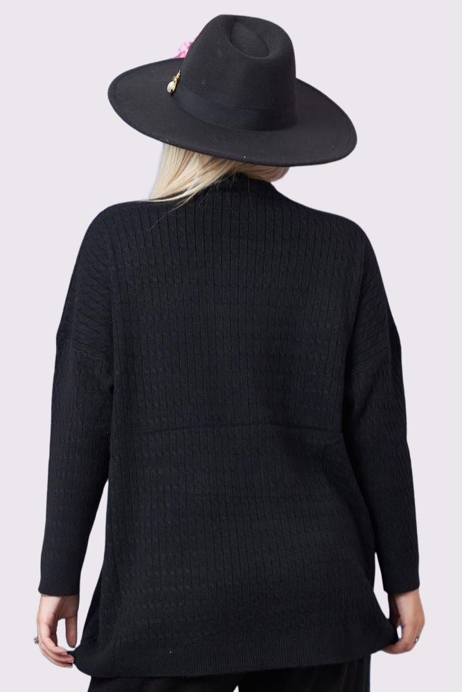 Ribbed Knitted High-Neck Jumper