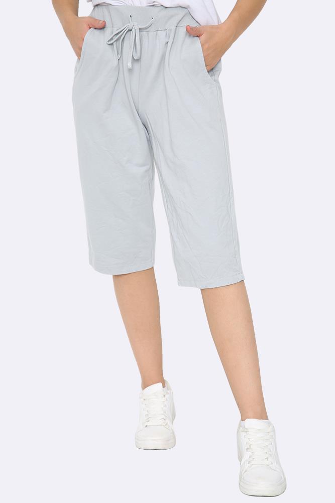 Plain Drawstring 3/4 Length Pocket Trousers