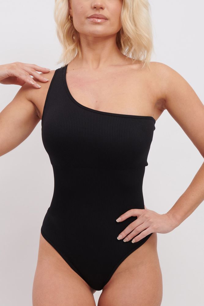 Plain Ribbed Padded Nylon Bodysuit