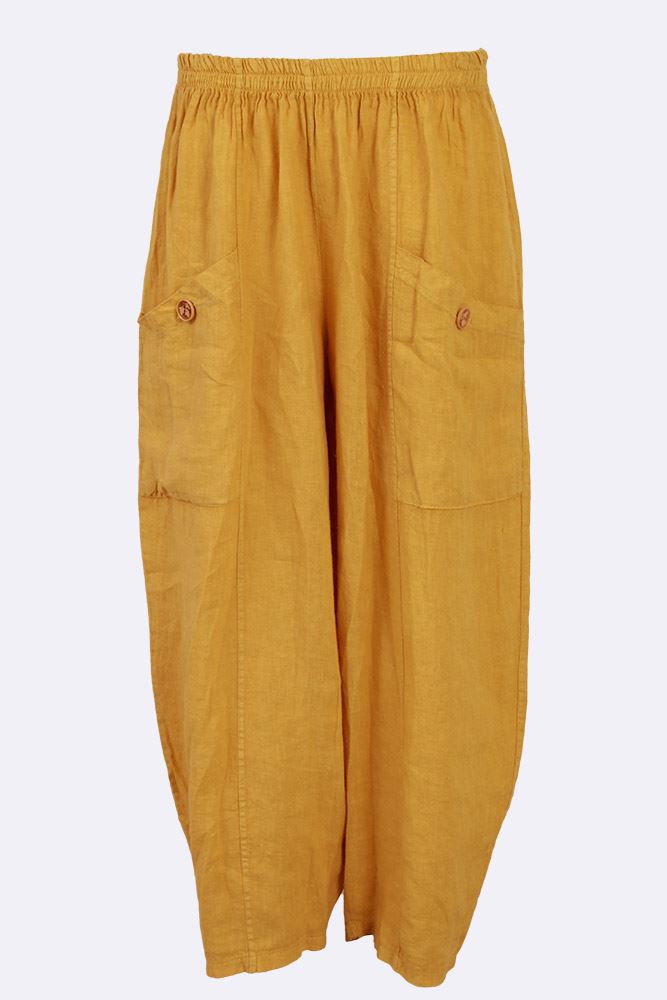 Linen Wide Leg Pocket Trousers