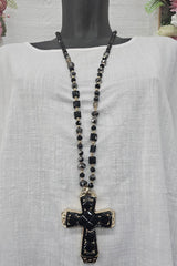 Cross Beaded Pendant Necklace