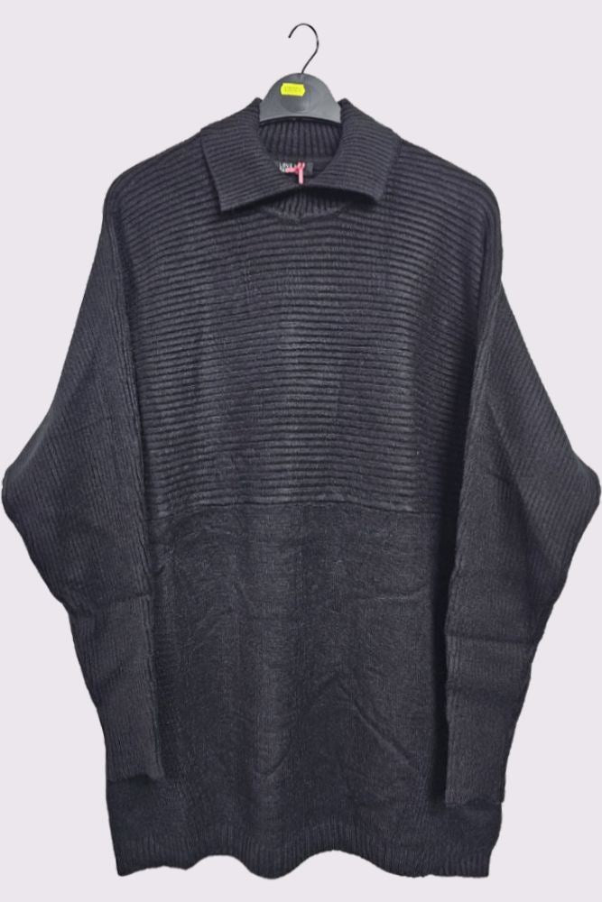 Plain Ribbed Collar Jumper