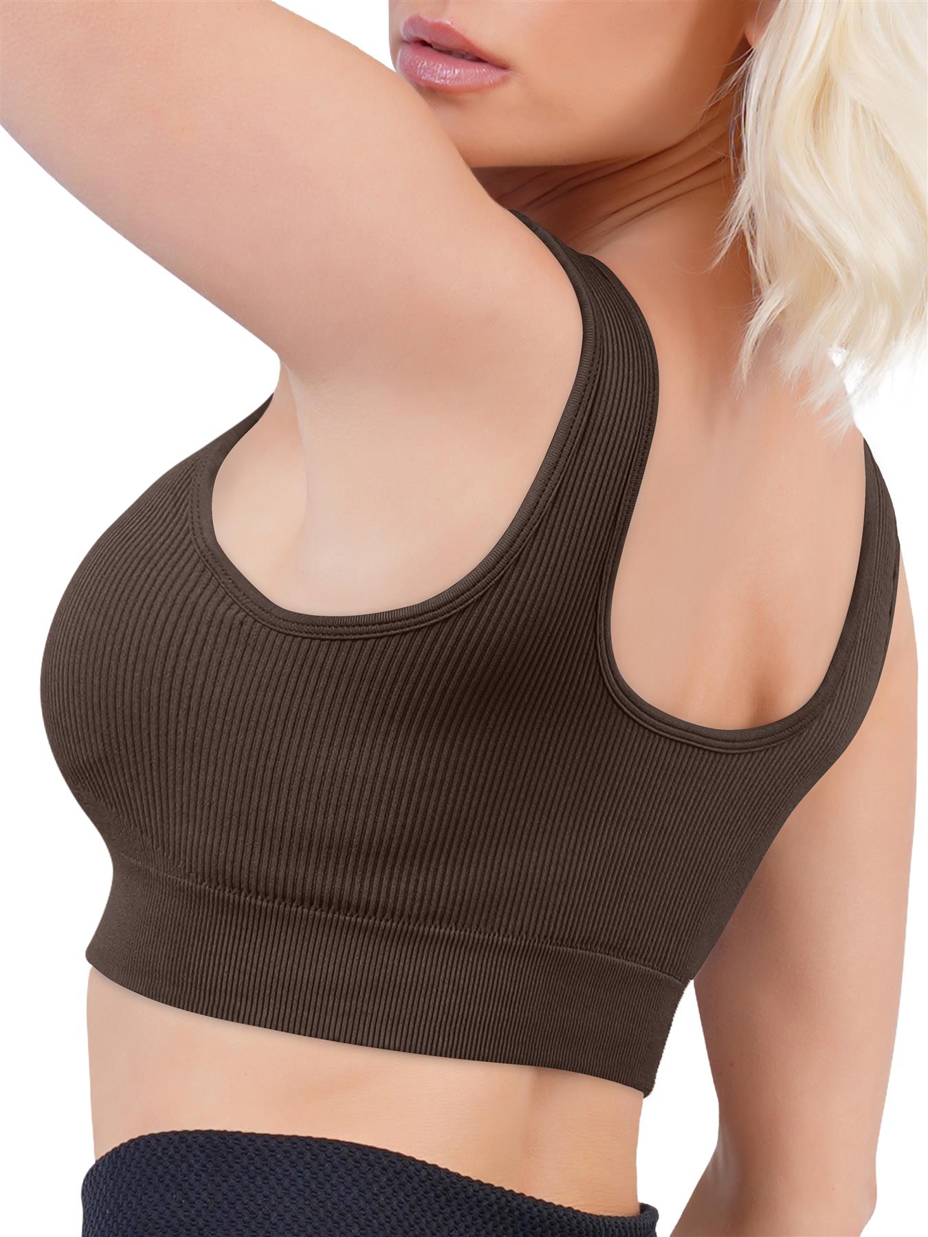 Plain Seamless Ribbed Gym Bra