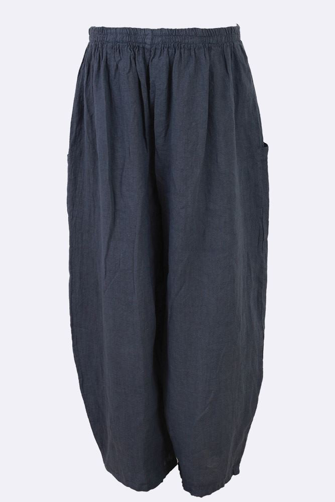 Linen Wide Leg Pocket Trousers