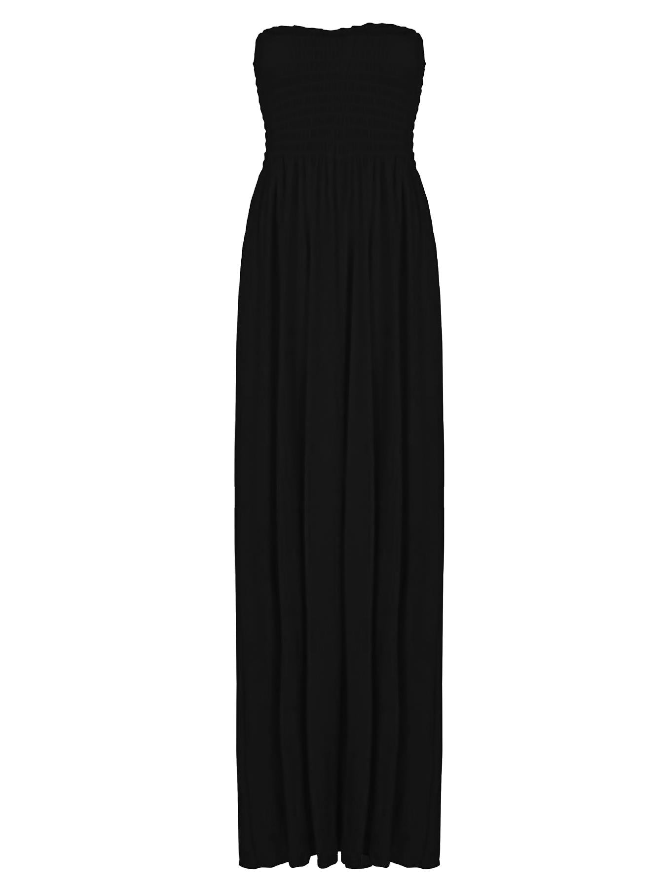 Plain Strapless Sheering Maxi Dress