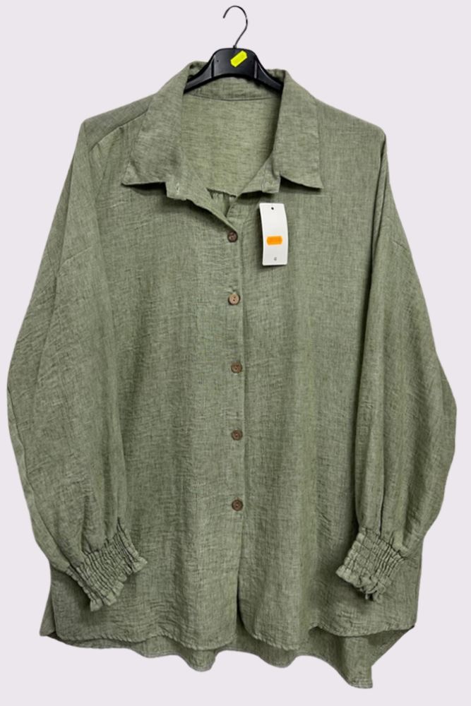 Plain Textured Button Closing Shirt