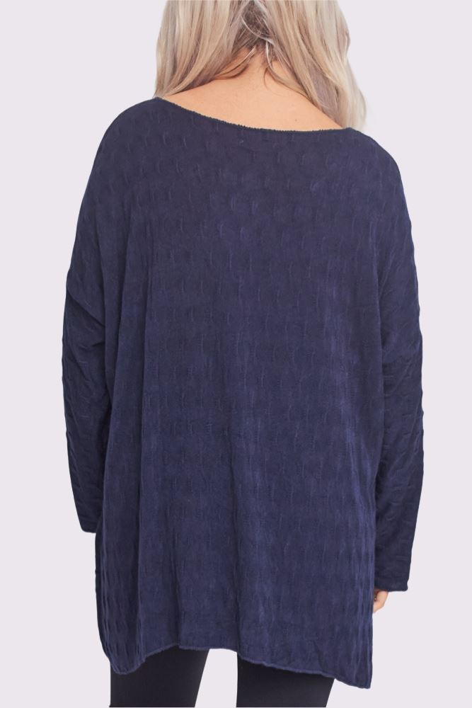 Line Textured Soft Feel Tunic Top