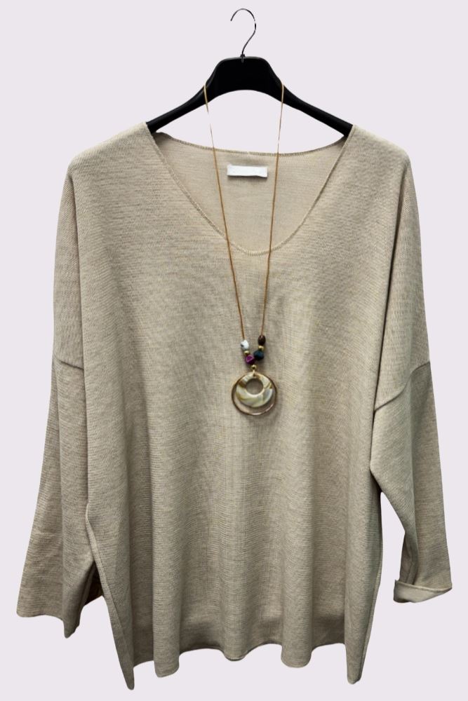 Plain Soft Knit Necklace Top