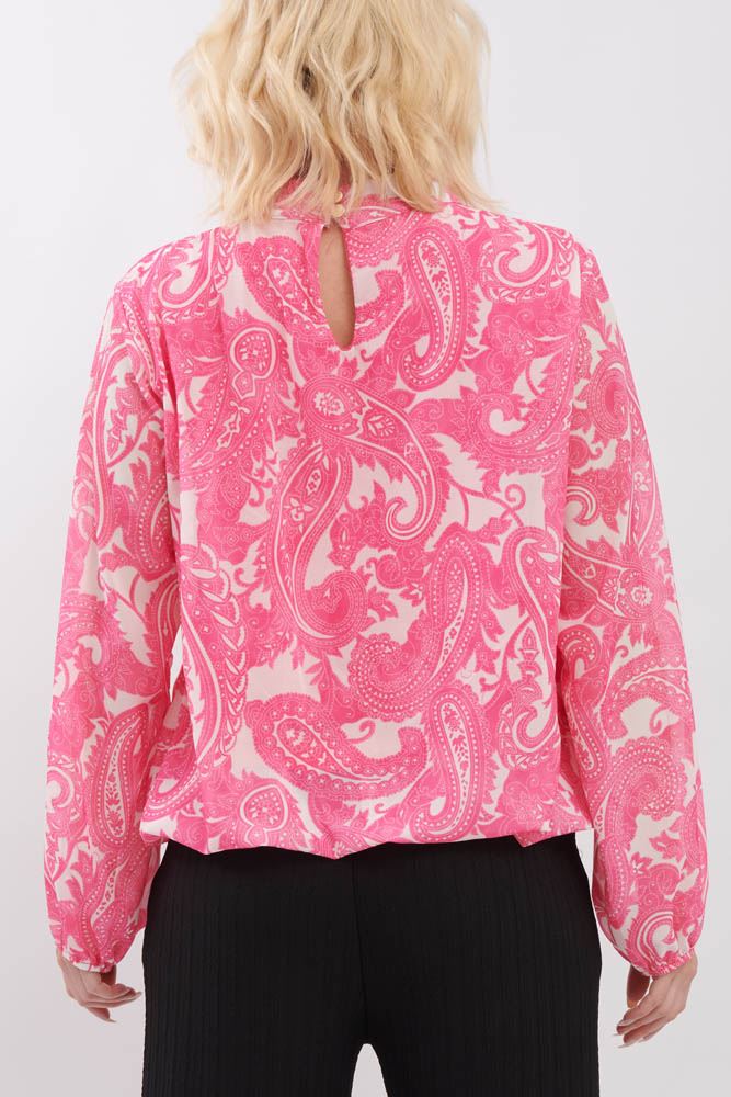 Paisley Print Balloon Sleeve  Top