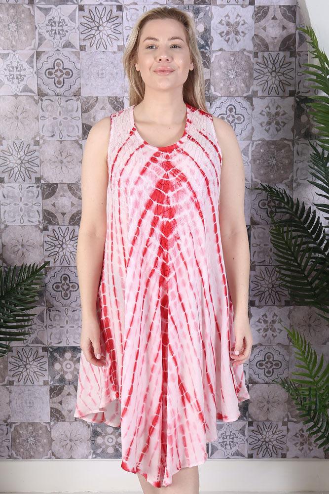 Tie Dye Print Rayon Umbrella Dress