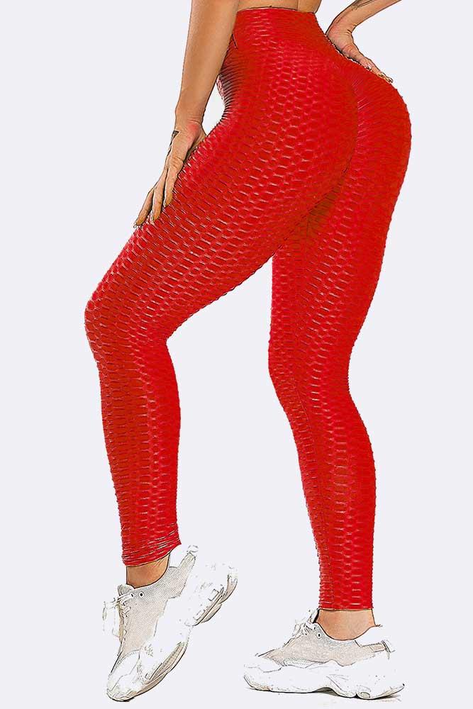 Women High Waisted Honey Comb Leggings