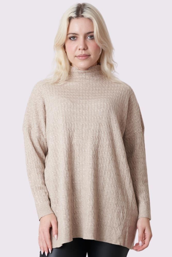 Ribbed Knitted High-Neck Jumper