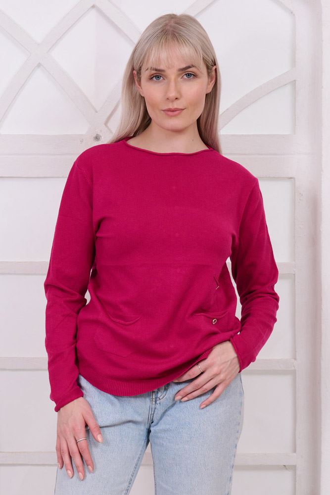 Fine Knit Three Pockets Viscose Jumper