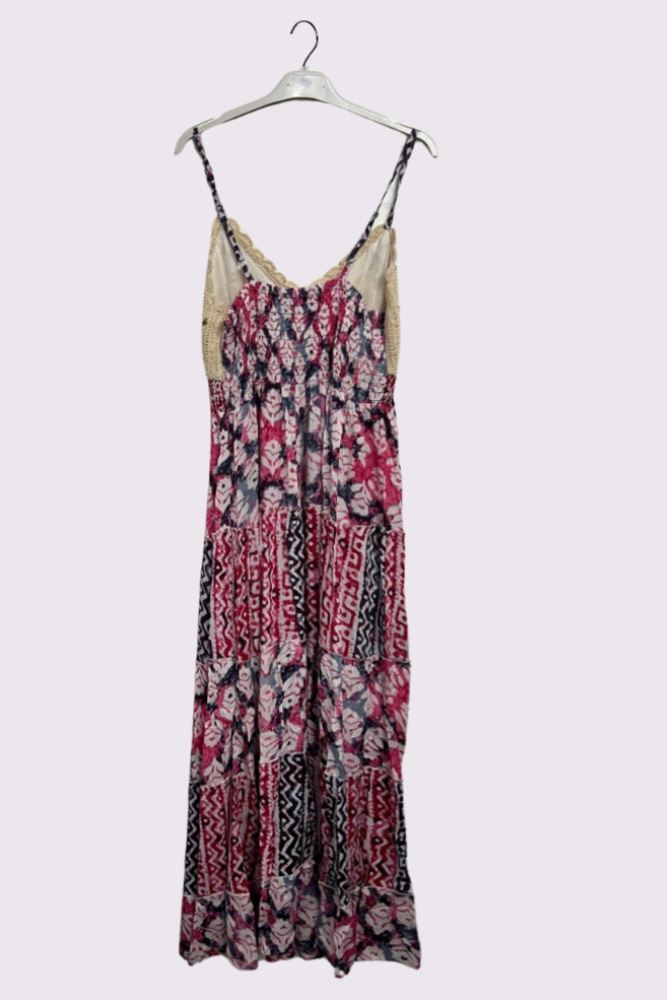 Tie Dye Geometric Print Bohemian Maxi Sleeveless Style Dress