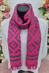 Geometric Print Soft Tassel Scarves