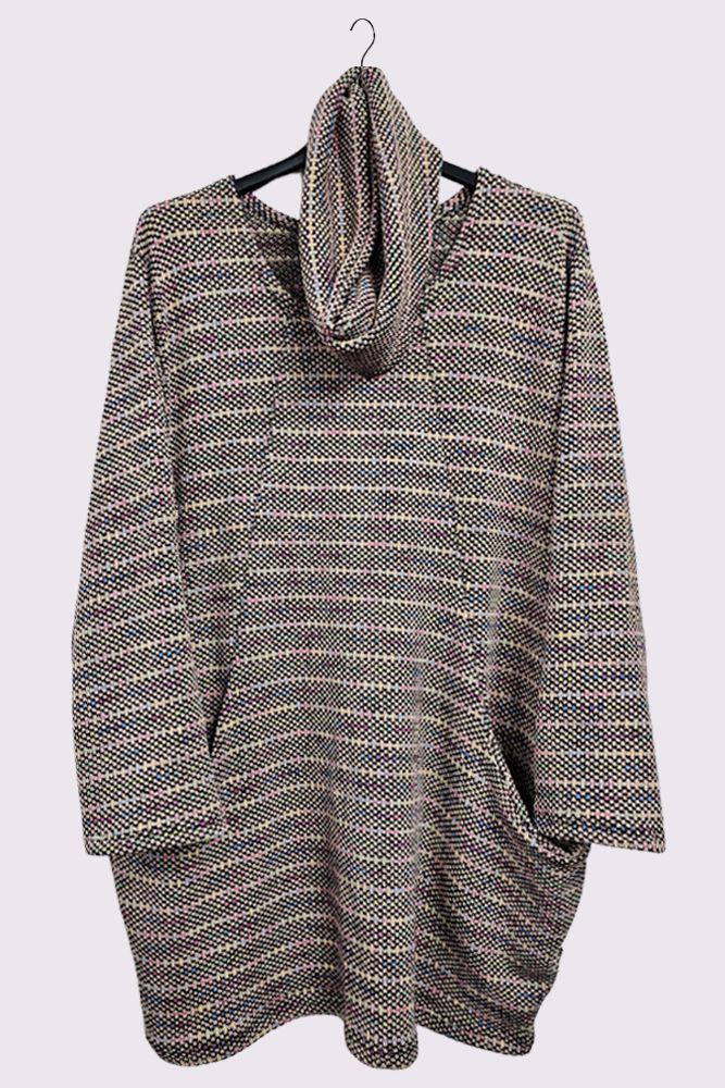 Multi-Colour Stripe Snood Scarf Dress