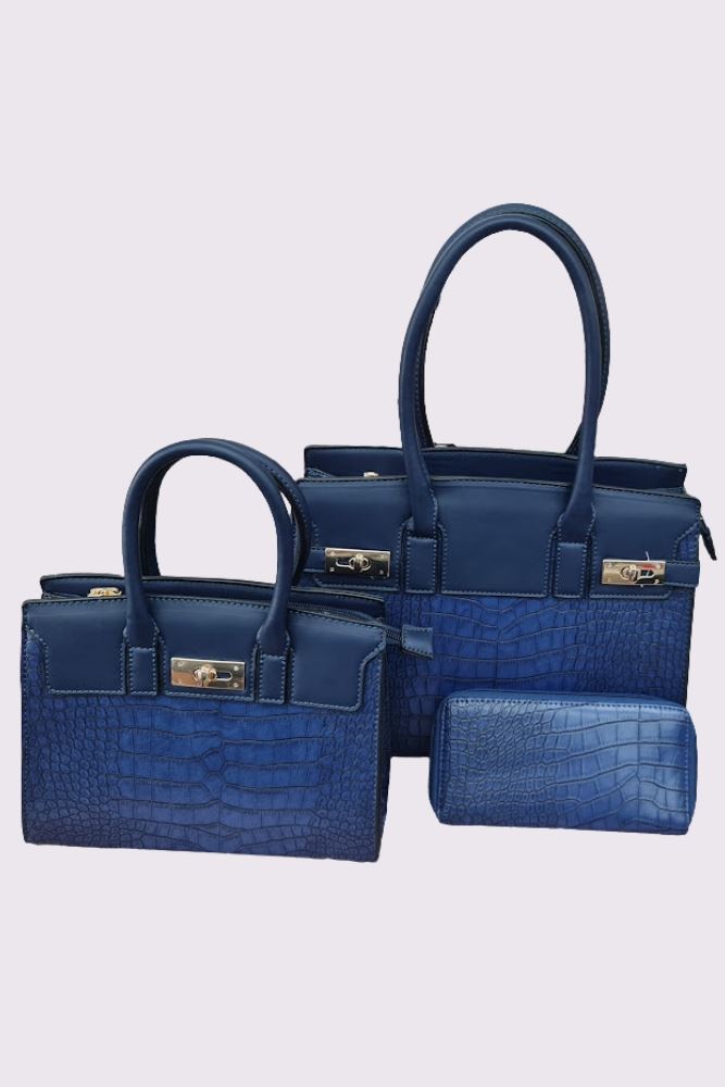 Crocodile Pattern Two Handle Shoulder Bag Set