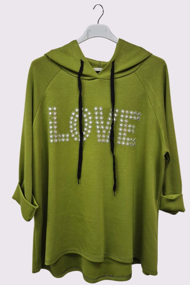 Beaded Love Pattern Hood String Top