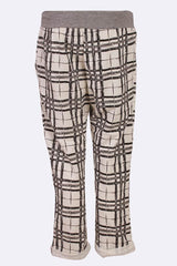 Cotton Check Printed Drawstring Foldover Hem Trouser