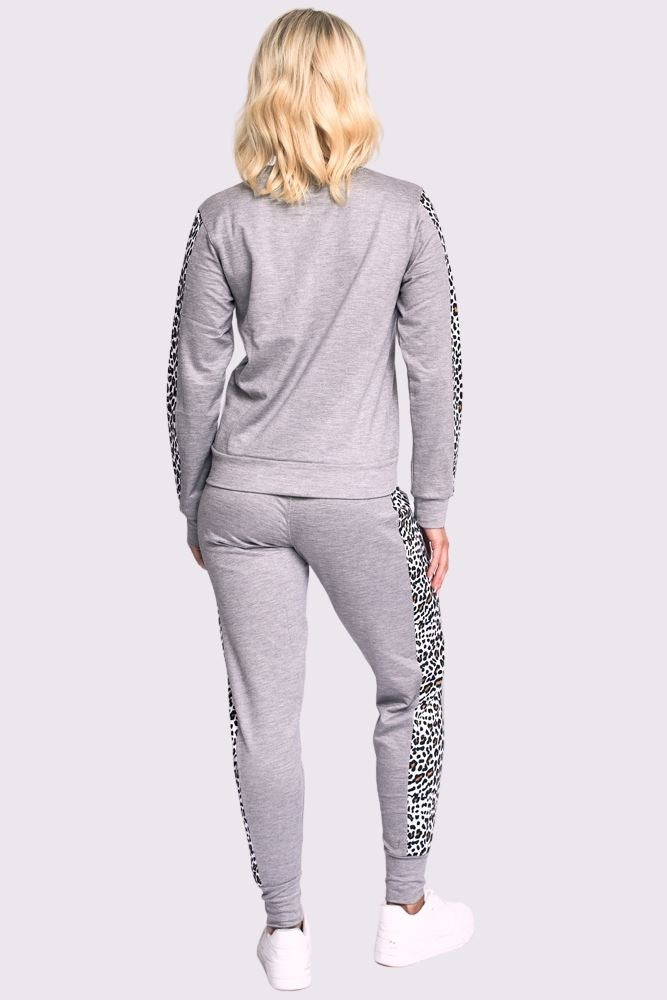 Leopard Print Side Panel Loungwear Tracksuit