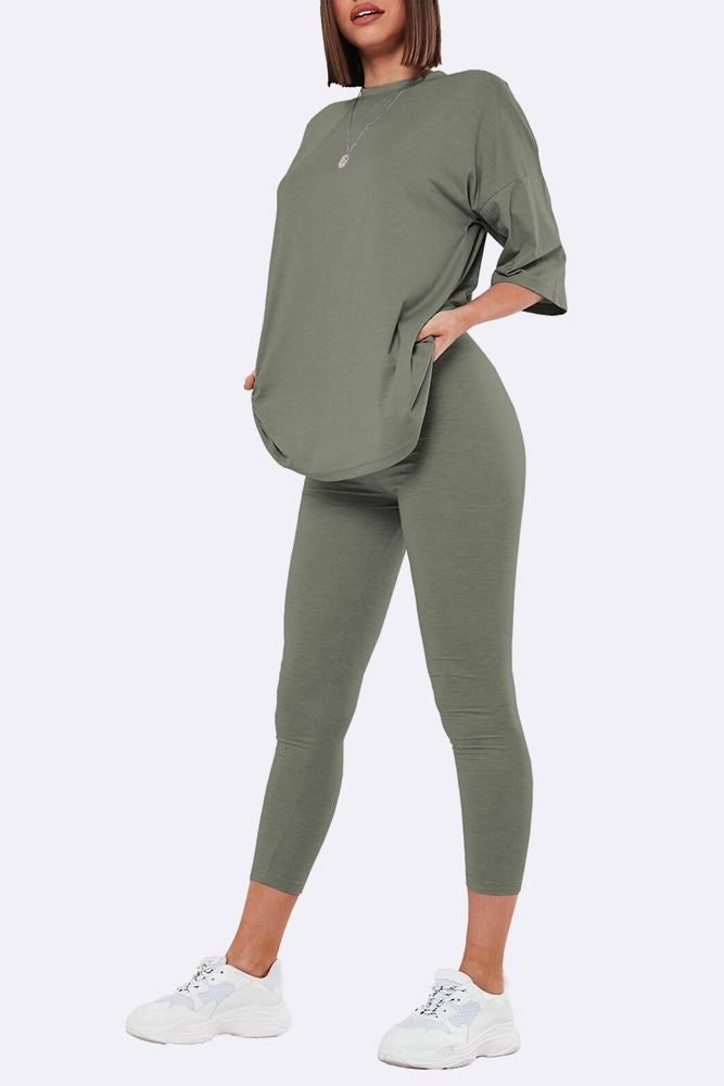 Women Oversized T-shirt & Leggings Co-ords Set