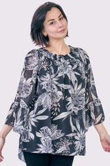 Tropical Print Dip Hem Top