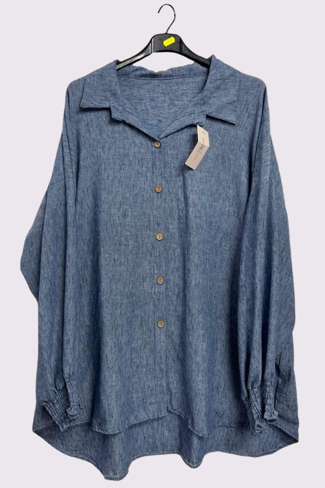 Plain Textured Button Closing Shirt