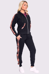 Floral Side Panel Fleece Tracksuit